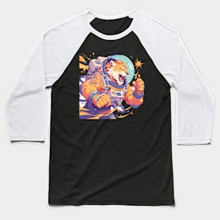 roaring lion astronaut cartoon style Baseball T-Shirt